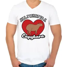 PRINTFASHION All I want is a capybara - Férfi V-nyakú póló - Fehér férfi póló