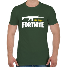 PRINTFASHION All night FORTNITE - Férfi póló - Katonazöld férfi póló