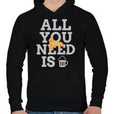 PRINTFASHION All you need is beer - Férfi kapucnis pulóver - Fekete férfi pulóver, kardigán