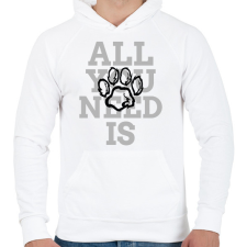 PRINTFASHION All you need is dog - Férfi kapucnis pulóver - Fehér férfi pulóver, kardigán