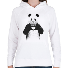 PRINTFASHION All you need is love - Női kapucnis pulóver - Fehér női pulóver, kardigán