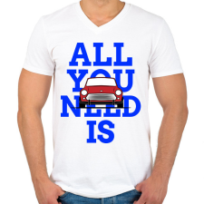 PRINTFASHION All you need is Mini - Férfi V-nyakú póló - Fehér férfi póló