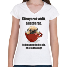 PRINTFASHION allatbarat-001 - Női V-nyakú póló - Fehér női póló