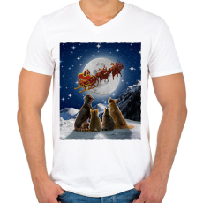 PRINTFASHION Állati karácsony - Férfi V-nyakú póló - Fehér