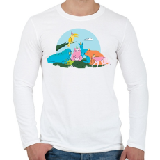 PRINTFASHION Állati party - Férfi hosszú ujjú póló - Fehér