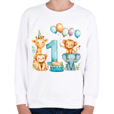 PRINTFASHION Állatok 1 éves szülinap - Gyerek pulóver - Fehér gyerek pulóver, kardigán