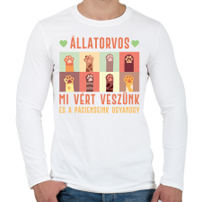 PRINTFASHION Állatorvos - Vért veszünk - Férfi hosszú ujjú póló - Fehér férfi póló
