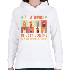 PRINTFASHION Állatorvos - Vért veszünk - Női kapucnis pulóver - Fehér