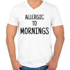 PRINTFASHION Allergiás a reggelekre - Férfi V-nyakú póló - Fehér férfi póló