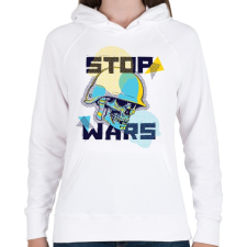 PRINTFASHION Állítsd meg a háborút! - Női kapucnis pulóver - Fehér női pulóver, kardigán