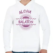 PRINTFASHION Aloha Balaton - Férfi kapucnis pulóver - Fehér férfi pulóver, kardigán