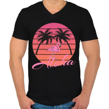 PRINTFASHION Aloha - Férfi V-nyakú póló - Fekete férfi póló