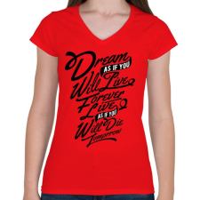 PRINTFASHION Álom - Női V-nyakú póló - Piros női póló