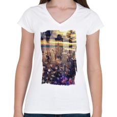 PRINTFASHION Álomvilág - Női V-nyakú póló - Fehér
