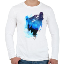 PRINTFASHION Alone as a wolf - Férfi hosszú ujjú póló - Fehér férfi póló