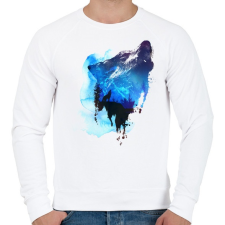 PRINTFASHION Alone as a wolf - Férfi pulóver - Fehér férfi pulóver, kardigán