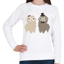 PRINTFASHION Alpaca pár - Női pulóver - Fehér női pulóver, kardigán