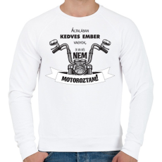 PRINTFASHION Általában kedves vagyok - Motoros minta - Férfi pulóver - Fehér