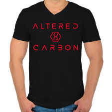 PRINTFASHION Altered Carbon logo - Férfi V-nyakú póló - Fekete férfi póló