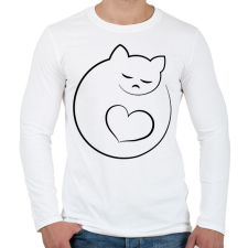 PRINTFASHION Alvó cicus - Férfi hosszú ujjú póló - Fehér férfi póló