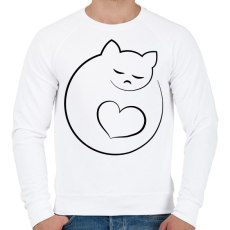 PRINTFASHION Alvó cicus - Férfi pulóver - Fehér