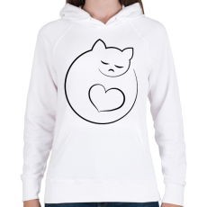 PRINTFASHION Alvó cicus - Női kapucnis pulóver - Fehér