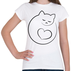 PRINTFASHION Alvó cicus - Női póló - Fehér