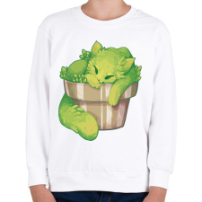 PRINTFASHION Alvó kaktusz cica - Gyerek pulóver - Fehér gyerek pulóver, kardigán