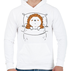 PRINTFASHION Alvó süni - Férfi kapucnis pulóver - Fehér