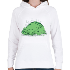 PRINTFASHION Alvó T-rex - Női kapucnis pulóver - Fehér női pulóver, kardigán