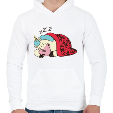 PRINTFASHION Alvó unikornis - Férfi kapucnis pulóver - Fehér férfi pulóver, kardigán