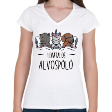 PRINTFASHION Alvóspóló - hivatalos - Női V-nyakú póló - Fehér női póló
