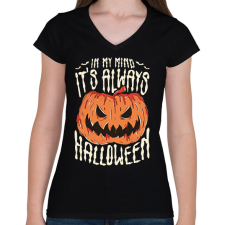 PRINTFASHION Always halloween - Női V-nyakú póló - Fekete női póló