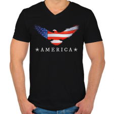PRINTFASHION AMERICA - Férfi V-nyakú póló - Fekete férfi póló