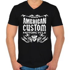 PRINTFASHION AMERICAN CUSTOM MOTORCYCLE - Férfi V-nyakú póló - Fekete