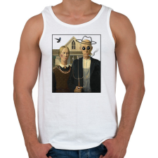 PRINTFASHION American gothic- Parody - Férfi atléta - Fehér atléta, trikó