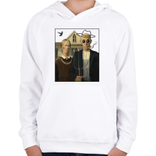PRINTFASHION American gothic- Parody - Gyerek kapucnis pulóver - Fehér gyerek pulóver, kardigán