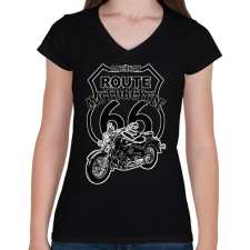 PRINTFASHION american motorcycle - Női V-nyakú póló - Fekete női póló