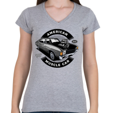 PRINTFASHION american muscle car - Női V-nyakú póló - Sport szürke női póló