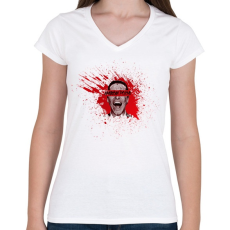 PRINTFASHION american psycho - Női V-nyakú póló - Fehér