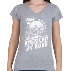 PRINTFASHION Amerika büszkesége - Női V-nyakú póló - Sport szürke
