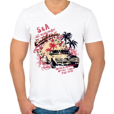 PRINTFASHION Amerika California retro - Férfi V-nyakú póló - Fehér férfi póló