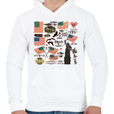 PRINTFASHION amerika - Férfi kapucnis pulóver - Fehér