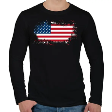 PRINTFASHION Amerika zászló - Férfi hosszú ujjú póló - Fekete