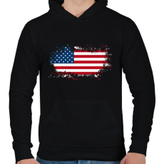 PRINTFASHION Amerika zászló - Férfi kapucnis pulóver - Fekete