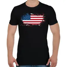 PRINTFASHION Amerika zászló - Férfi póló - Fekete férfi póló