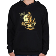 PRINTFASHION Amerikai asztronauta - Gyerek kapucnis pulóver - Fekete