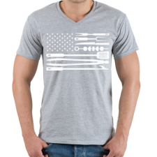 PRINTFASHION Amerikai életmód grill zászló - Férfi V-nyakú póló - Sport szürke férfi póló
