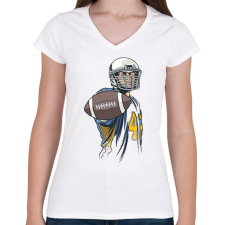 PRINTFASHION Amerikai focista - Női V-nyakú póló - Fehér női póló