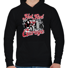 PRINTFASHION Amerikai Hot Rod Garázs - Férfi kapucnis pulóver - Fekete